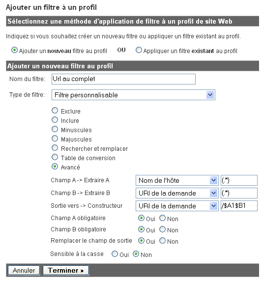 Filtre pour URL au complet dans google analytics