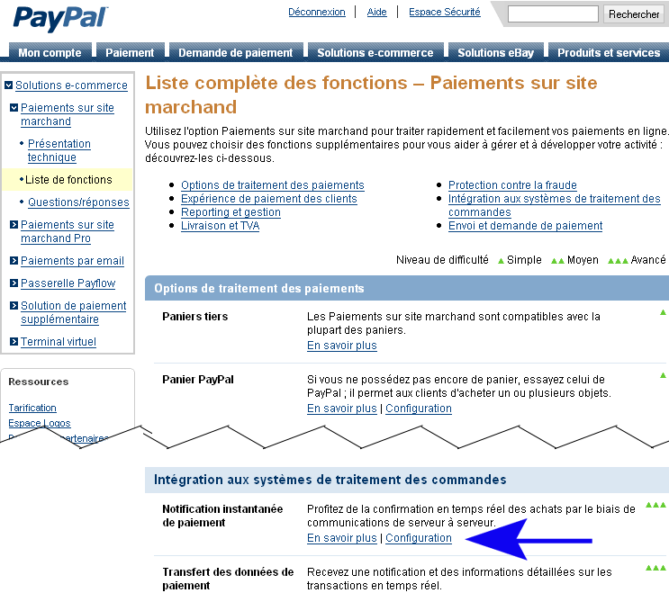 installation notification paypals