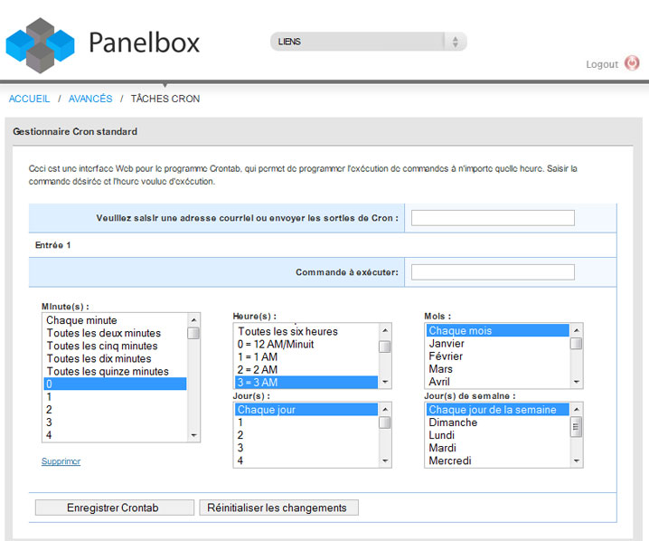 Panelbox cronjob - PHP tâches CRON